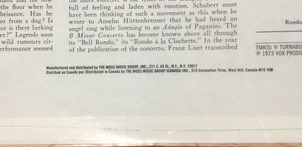 Paganini*, Ruggiero Ricci, The London Symphony Orchestra*, Anthony Collins (2) : Violin Concerti, No. 1 In D Major, No. 2 In b Minor (LP)