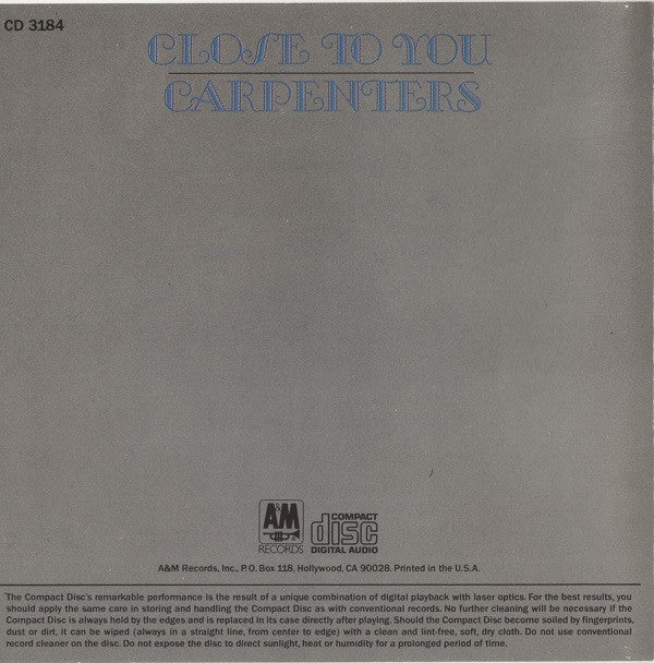 Carpenters : Close To You (CD, Album, RE)