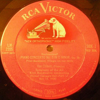 Sergei Vasilyevich Rachmaninoff - Van Cliburn, Symphony Of The Air, Kiril Kondrashin : Concerto No. 3 (LP, Album, Mono)