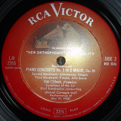 Sergei Vasilyevich Rachmaninoff - Van Cliburn, Symphony Of The Air, Kiril Kondrashin : Concerto No. 3 (LP, Album, Mono)