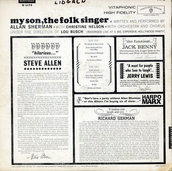 Allan Sherman : My Son, The Folk Singer (LP, Album, Mono)
