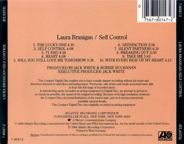 Laura Branigan : Self Control (CD, Album, Tar)