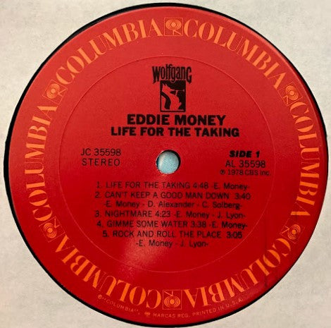Eddie Money : Life For The Taking (LP, Album, Pit)