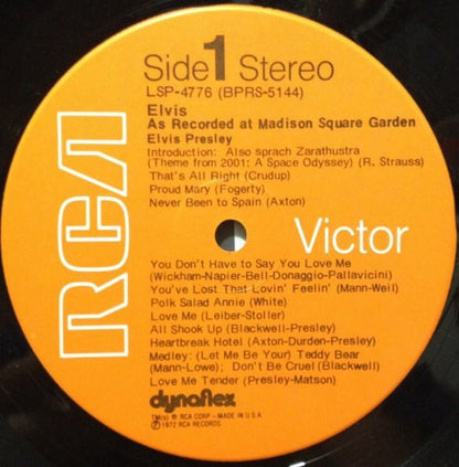 Elvis Presley : Elvis As Recorded At Madison Square Garden (LP, Album, Roc)