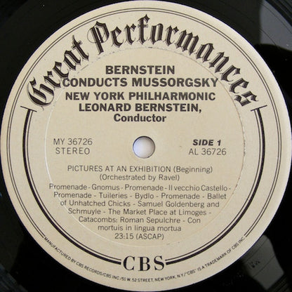 Modest Mussorgsky : Leonard Bernstein, The New York Philharmonic Orchestra : Pictures At An Exhibition/A Night On Bald Mountain (LP, Comp, RE)