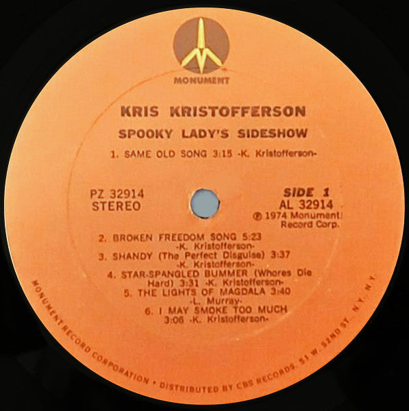 Kris Kristofferson : Spooky Lady's Sideshow (LP, Album, Ter)