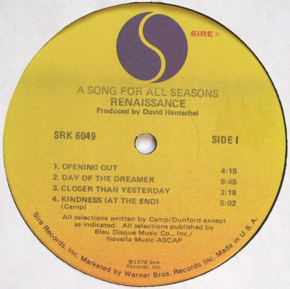 Renaissance (4) : A Song For All Seasons (LP, Album)