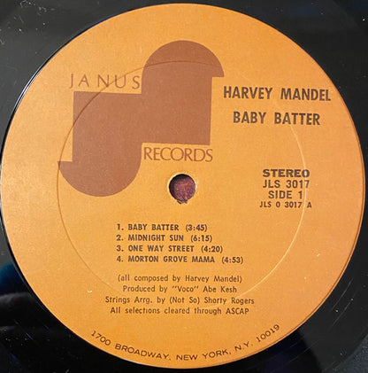 Harvey Mandel : Baby Batter (LP, Album, San)