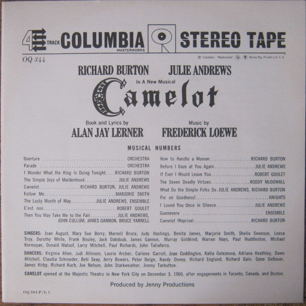 Alan Jay Lerner, Frederick Loewe / Julie Andrews, Richard Burton (2) : Camelot (Original Broadway Cast Recording) (Reel, Album, 4 T)