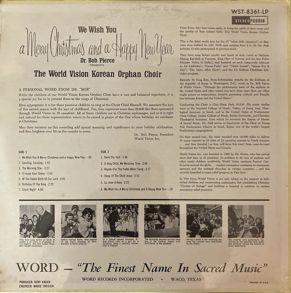 The Korean Orphan Choir : We Wish You A Merry Christmas And A Happy New Year (LP, Album)