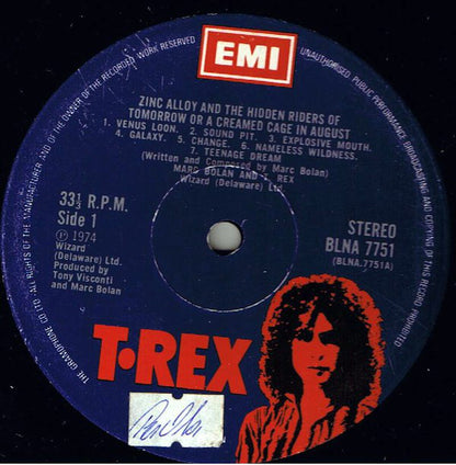 Marc Bolan & T. Rex : Zinc Alloy And The Hidden Riders Of Tomorrow - A Creamed Cage In August (LP, Album)