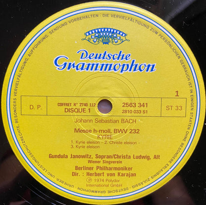Johann Sebastian Bach - Herbert von Karajan, Gundula Janowitz, Christa Ludwig, Peter Schreier, Robert Kerns, Karl Ridderbusch, Wiener Singverein, Berliner Philharmoniker : H-Moll-Messe (3xLP + Box)