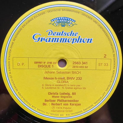 Johann Sebastian Bach - Herbert von Karajan, Gundula Janowitz, Christa Ludwig, Peter Schreier, Robert Kerns, Karl Ridderbusch, Wiener Singverein, Berliner Philharmoniker : H-Moll-Messe (3xLP + Box)