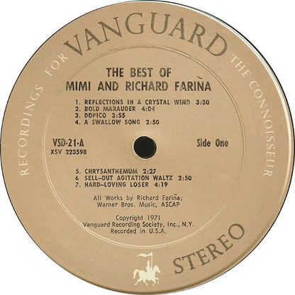 Richard & Mimi Farina : The Best Of Mimi & Richard Fariña (2xLP, Comp)
