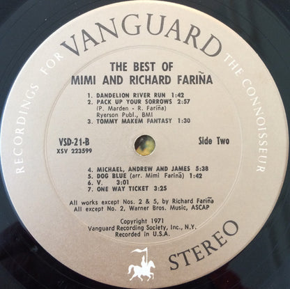 Richard & Mimi Farina : The Best Of Mimi & Richard Fariña (2xLP, Comp)