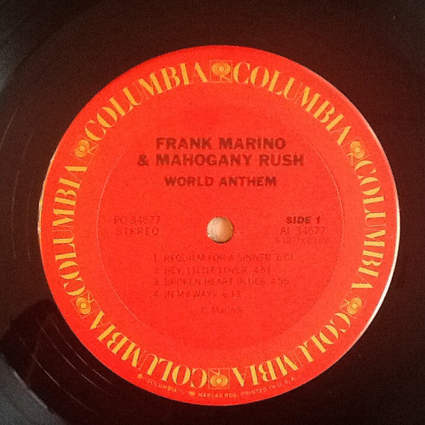 Frank Marino & Mahogany Rush : World Anthem (LP, Album)