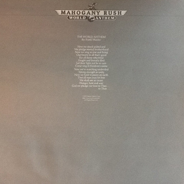 Frank Marino & Mahogany Rush : World Anthem (LP, Album)