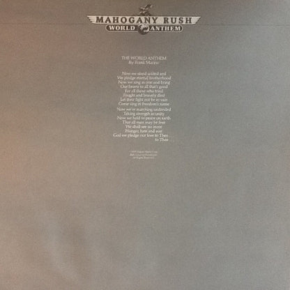Frank Marino & Mahogany Rush : World Anthem (LP, Album)