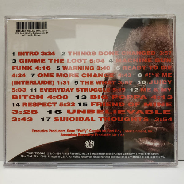 Notorious B.I.G. : Ready To Die (CD, Album, Club)
