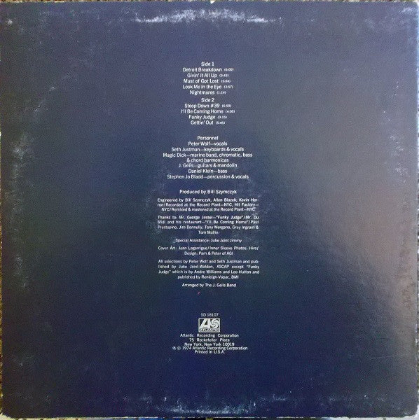 The J. Geils Band : Nightmares ...And Other Tales From The Vinyl Jungle (LP, Album)