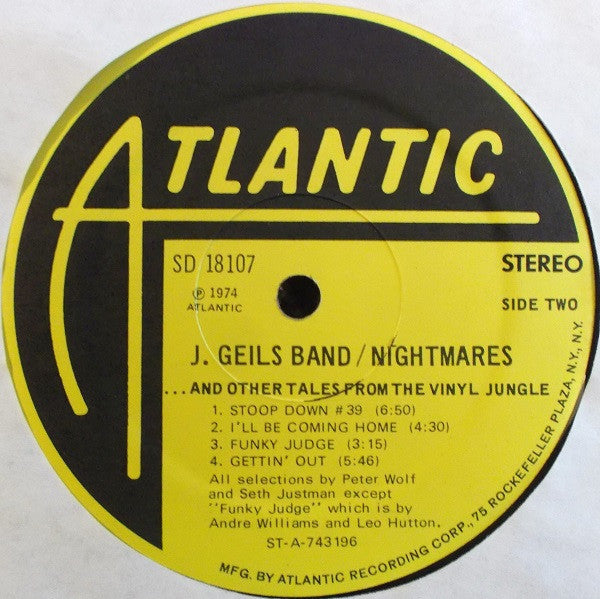 The J. Geils Band : Nightmares ...And Other Tales From The Vinyl Jungle (LP, Album)