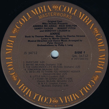 "Annie" Original Cast : Annie (A New Musical) (LP, Album, Quad, Gat)