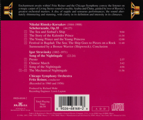 Nikolai Rimsky-Korsakov, Igor Stravinsky • Fritz Reiner, The Chicago Symphony Orchestra : Scheherazade • Song Of The Nightingale (CD, Comp, RM)