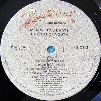 Men Without Hats : Rhythm Of Youth (LP, Album, RE, Pin)