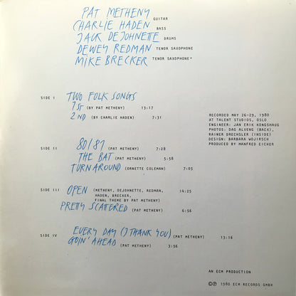 Pat Metheny, Charlie Haden, Jack DeJohnette, Dewey Redman, Michael Brecker : 80/81 (2xLP, Album, Gat)