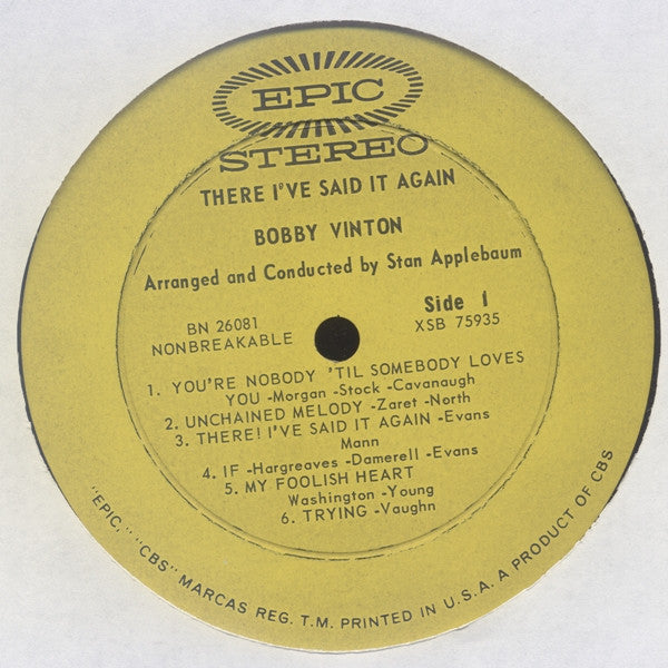 Bobby Vinton : There! I've Said It Again (LP, Album, Pit)