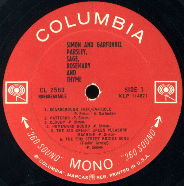 Simon & Garfunkel : Parsley, Sage, Rosemary And Thyme (LP, Album, Mono)