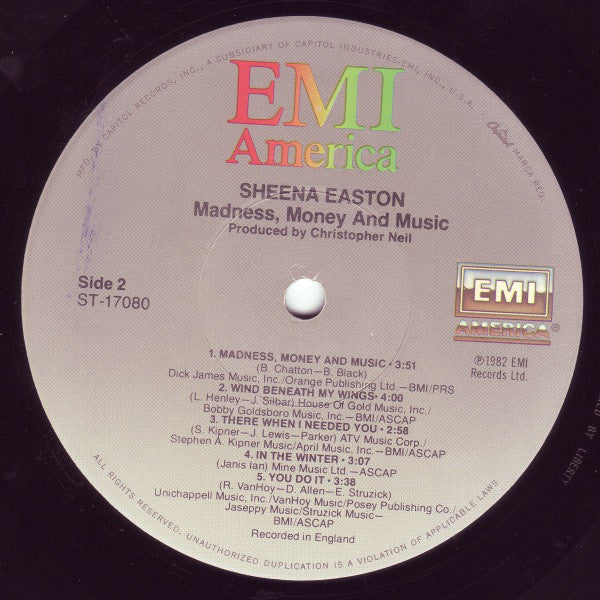 Sheena Easton : Madness, Money And Music (LP, Album, Win)