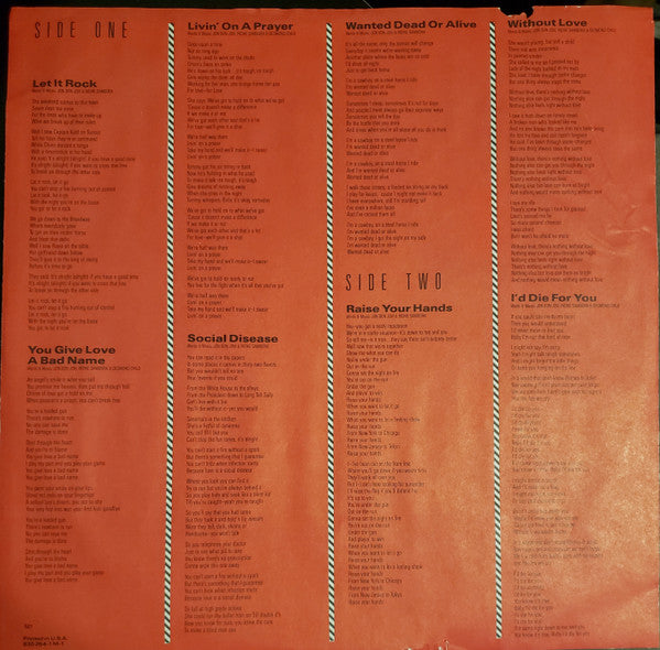 Bon Jovi : Slippery When Wet (LP, Album, 70)
