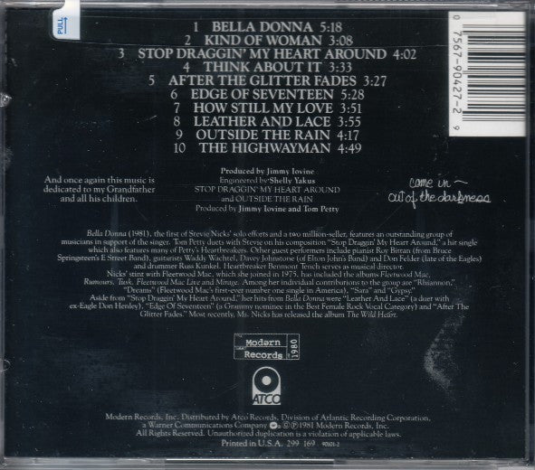 Stevie Nicks : Bella Donna (CD, Album, RP)