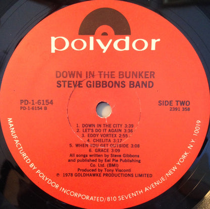 Steve Gibbons Band : Down In The Bunker (LP, Album, PRC)