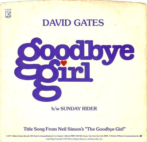 David Gates : Goodbye Girl (7", Single)