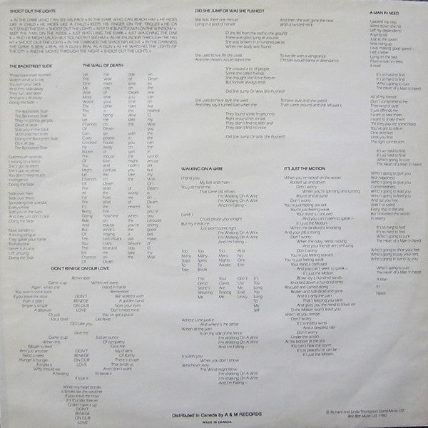 Richard & Linda Thompson : Shoot Out The Lights (LP, Album, Hub)