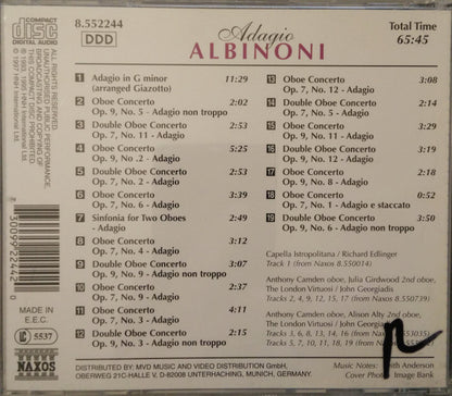 Tomaso Albinoni : Adagio (CD, Comp)