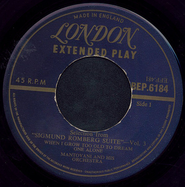 Mantovani And His Orchestra : Selections From "Sigmund Romberg Suite" - Vol. 3 (7")
