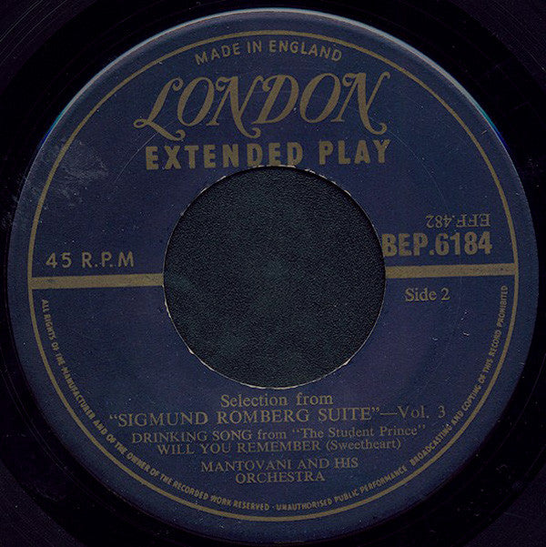 Mantovani And His Orchestra : Selections From "Sigmund Romberg Suite" - Vol. 3 (7")