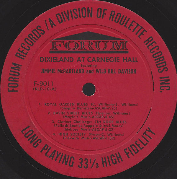 Jimmy McPartland, Wild Bill Davison / Pee Wee Russell, Vic Dickenson, George Wettling : Dixieland At Carnegie Hall (25 Top Stars) (LP, Mono)
