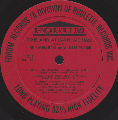 Jimmy McPartland, Wild Bill Davison / Pee Wee Russell, Vic Dickenson, George Wettling : Dixieland At Carnegie Hall (25 Top Stars) (LP, Mono)