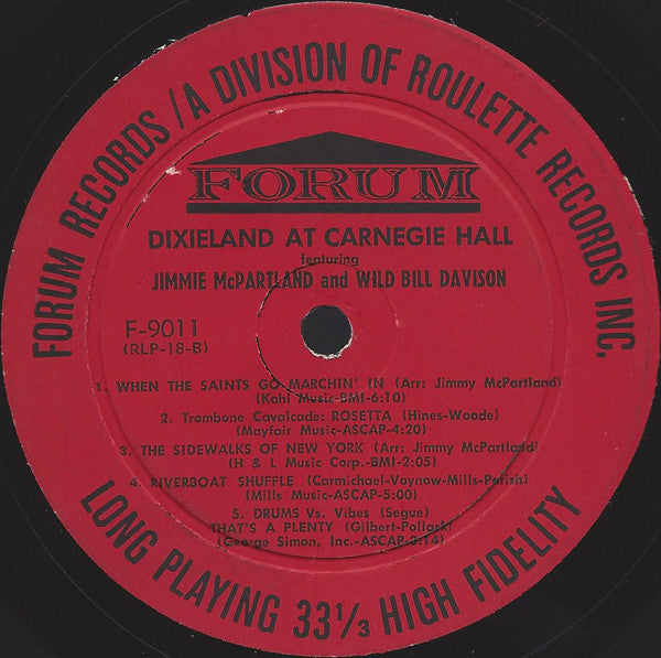 Jimmy McPartland, Wild Bill Davison / Pee Wee Russell, Vic Dickenson, George Wettling : Dixieland At Carnegie Hall (25 Top Stars) (LP, Mono)