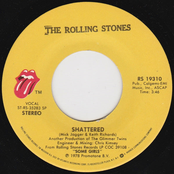 The Rolling Stones Shattered 7インチシングル The Rolling Stones – Shattered – Vinyl (LP, Unofficial