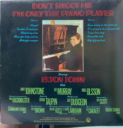 Elton John : Don't Shoot Me I'm Only The Piano Player (LP, Album, Club, Gat)