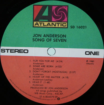 Jon Anderson : Song Of Seven (LP, Album, SP )