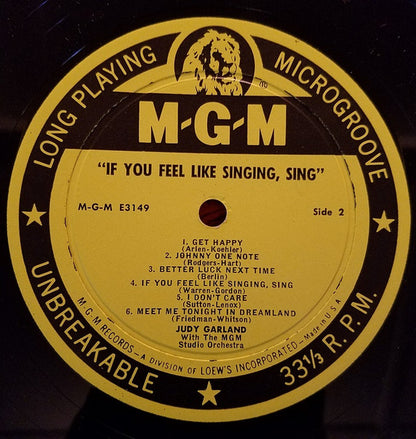 Judy Garland : If You Feel Like Singing, Sing (LP, Comp)
