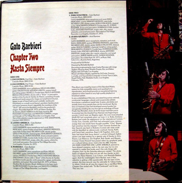Gato Barbieri : Chapter Two: Hasta Siempre (LP, Album, Quad, Gat)