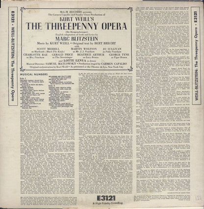 Kurt Weill, Marc Blitzstein : The Threepenny Opera (Die Dreigroschenoper) (LP, Album, Mono, MGM)