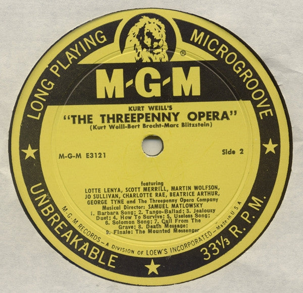 Kurt Weill, Marc Blitzstein : The Threepenny Opera (Die Dreigroschenoper) (LP, Album, Mono, MGM)